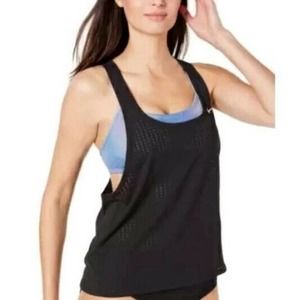 Nike Color Fade Mesh Layered Tankini Top Swim L